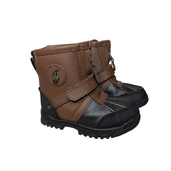 Polo Ralph Lauren Boys Shoes, Conquered Hi Zipper & Strap Closure Boots, Sz 8C - Picture 1 of 9